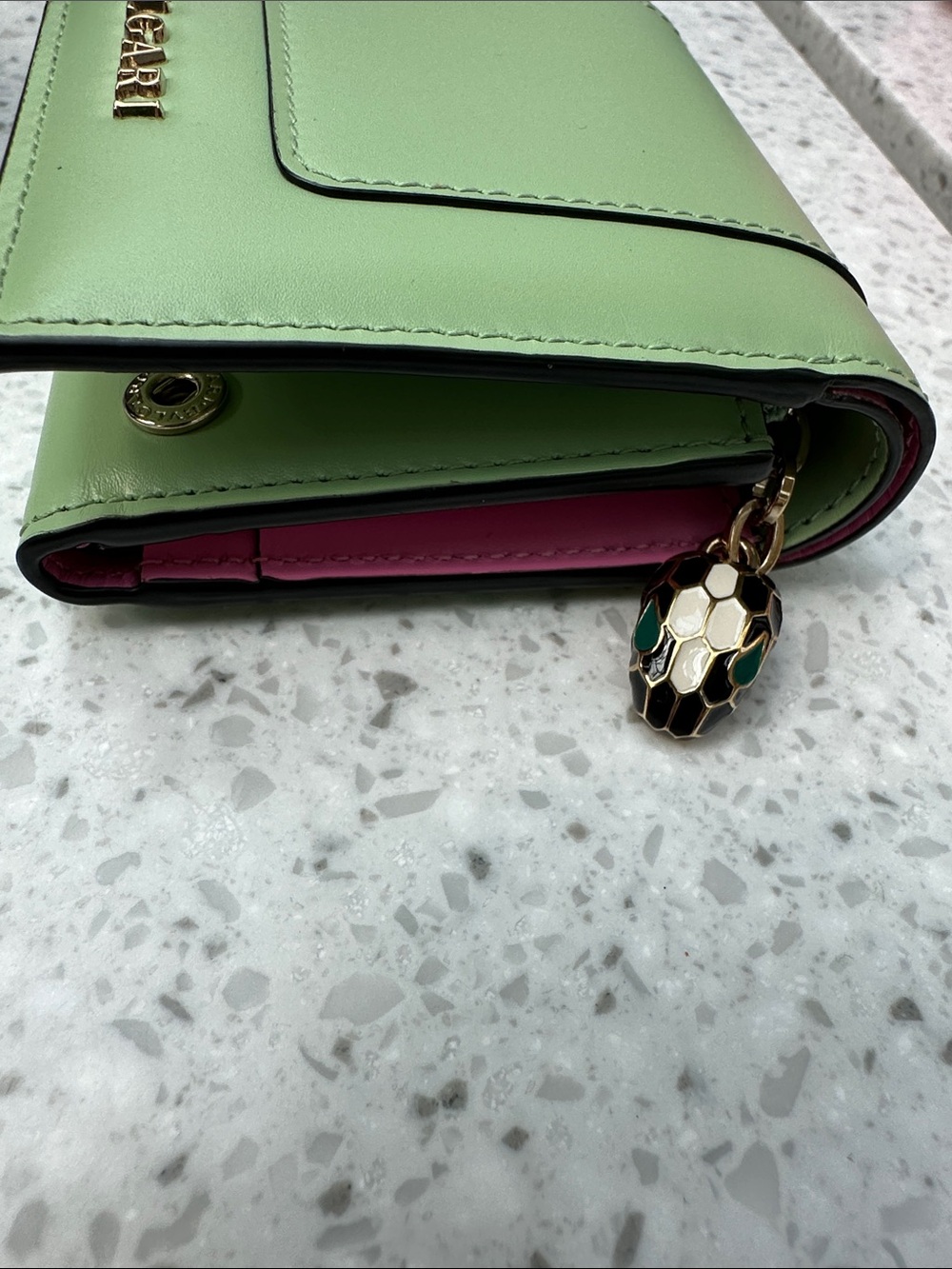Bvlgari wallet. NWOT green and pink serpentine